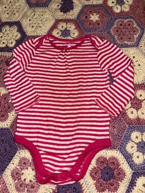 Garanimals Red and White Striped Long-Sleeve Baby One-Piece
